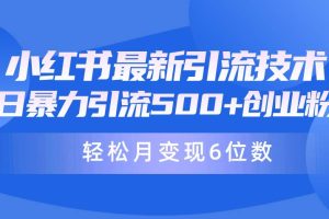 日引500+月变现六位数24年最新小红书暴力引流兼职粉教程