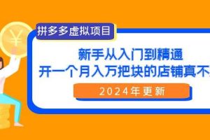 拼多多虚拟项目：入门到精通，开一个月入万把块的店铺 真不难（24年更新）