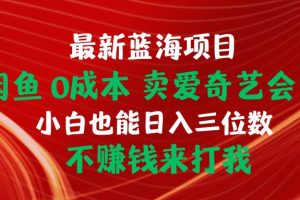 最新蓝海项目 闲鱼0成本 卖爱奇艺会员 小白也能入三位数 不赚钱来打我