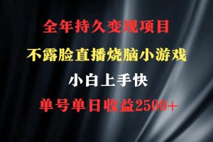 2024年 最优项目，烧脑小游戏不露脸直播  小白上手快 无门槛 一天收益2500+