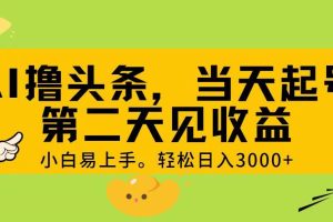 AI撸头条，轻松日入3000+，当天起号，第二天见收益。