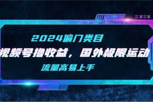 【2024偏门类目】视频号撸收益，二创国外极限运动视频锦集，流量高易上手