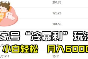 百家最新“冷暴利”玩法，小白轻松月入6000+