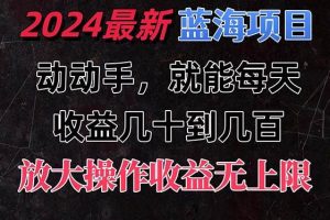 有手就行的2024全新蓝海项目，每天1小时收益几十到几百，可放大操作收…