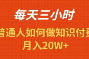 每天操作三小时，如何做识付费项目月入20W+