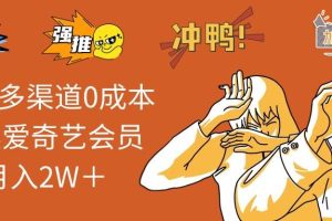 2024多渠道0成本售卖爱奇艺会员月入2W＋