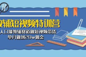 教辅-短视频特训营： 素人口播教辅赛道做短视频带货，单月做到20w佣金