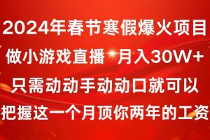 2024年春节寒假爆火项目，普通小白如何通过小游戏直播做到月入30W+