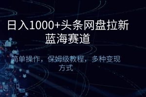 日入1000+头条网盘拉新蓝海赛道，简单操作，保姆级教程，多种变现方式