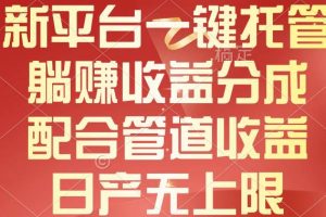 新平台一键托管，躺赚收益分成，配合管道收益，日产无上限