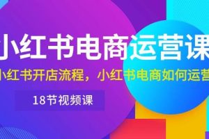 小红书·电商运营课：小红书开店流程，小红书电商如何运营（18节视频课）