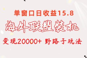 海外联盟装机 单窗口日收益15.8  变现20000+ 野路子玩法