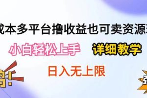 0成本多平台撸收益也可卖资源玩法，小白轻松上手。详细教学日入500+附资源