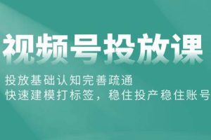 视频号投放课：投放基础认知完善疏通，快速建模打标签，稳住投产稳住账号