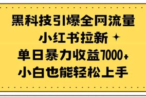 黑科技引爆全网流量小红书拉新，单日暴力收益7000+，小白也能轻松上手