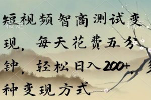 短视频智商测试变现，每天花费五分钟，轻松日入200+，多种变现方式