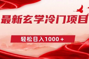 最新冷门玄学项目，零成本一单268，轻松日入1000＋