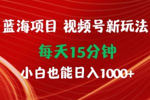 蓝海项目视频号新玩法 每天15分钟 小白也能日入1000+