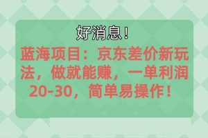 越早知道越能赚到钱的蓝海项目：京东大平台操作，一单利润20-30，简单…