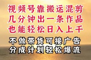 深层揭秘视频号项目，是如何靠搬运混剪做到日入过千上万的，带你轻松爆…