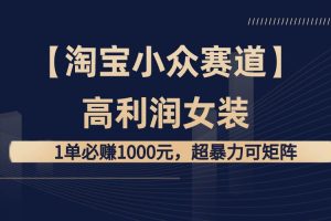 【淘宝小众赛道】高利润女装：1单必赚1000元，超暴力可矩阵