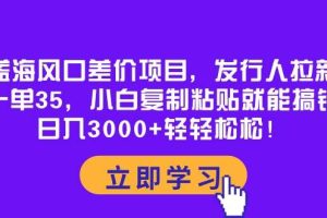 蓝海风口差价项目，发行人拉新，一单35，小白复制粘贴就能搞钱！日入3000+轻轻松松