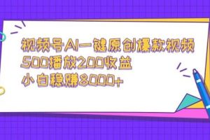 视频号AI一键原创爆款视频，500播放200收益，小白稳赚8000+